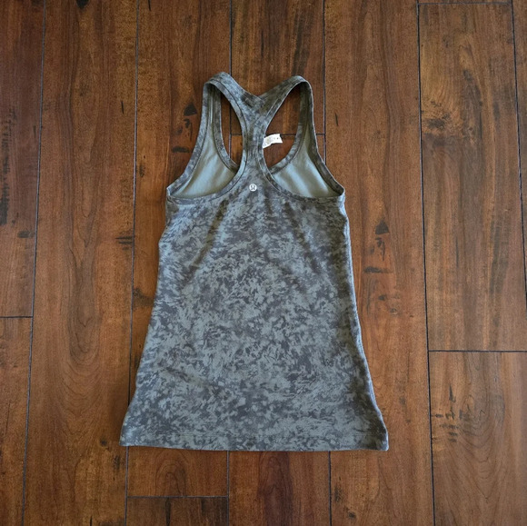 Lululemon Cool Racerback II Nulu Radial Tie Dye Graphite Green Tank Top Size 6 - Picture 4 of 9